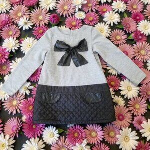 PINC PREMIUM Gray and Black Faux Leather Trim Dress Girls Size 4